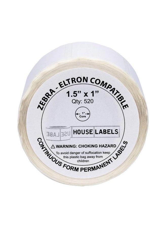 هاوس لايبلز ملصقات حرارية مباشرة متوافقة مع Zebra/Eltron 1.5 × 1 (11/2 × 1) لفة واحدة (1)؛ 520 ملصق 1.5×1 لكل لفة خالية من مادة BPA!  - Image 2
