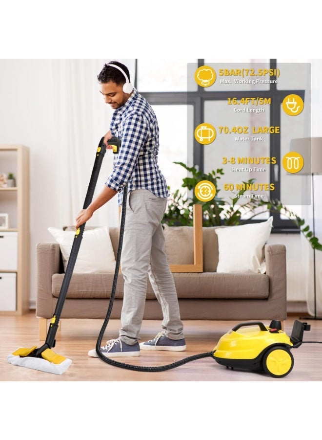 Denx Steam Cleaner 2000W Handheld Pressurized Steam Cleaning Machine, 2L Tank, 5 Bar High Pressure, Multi-Purpose Steam Cleaner with Accessories, Safety Lock for Floor, Tile, Kitchen, Bathroom & Car - Image 3