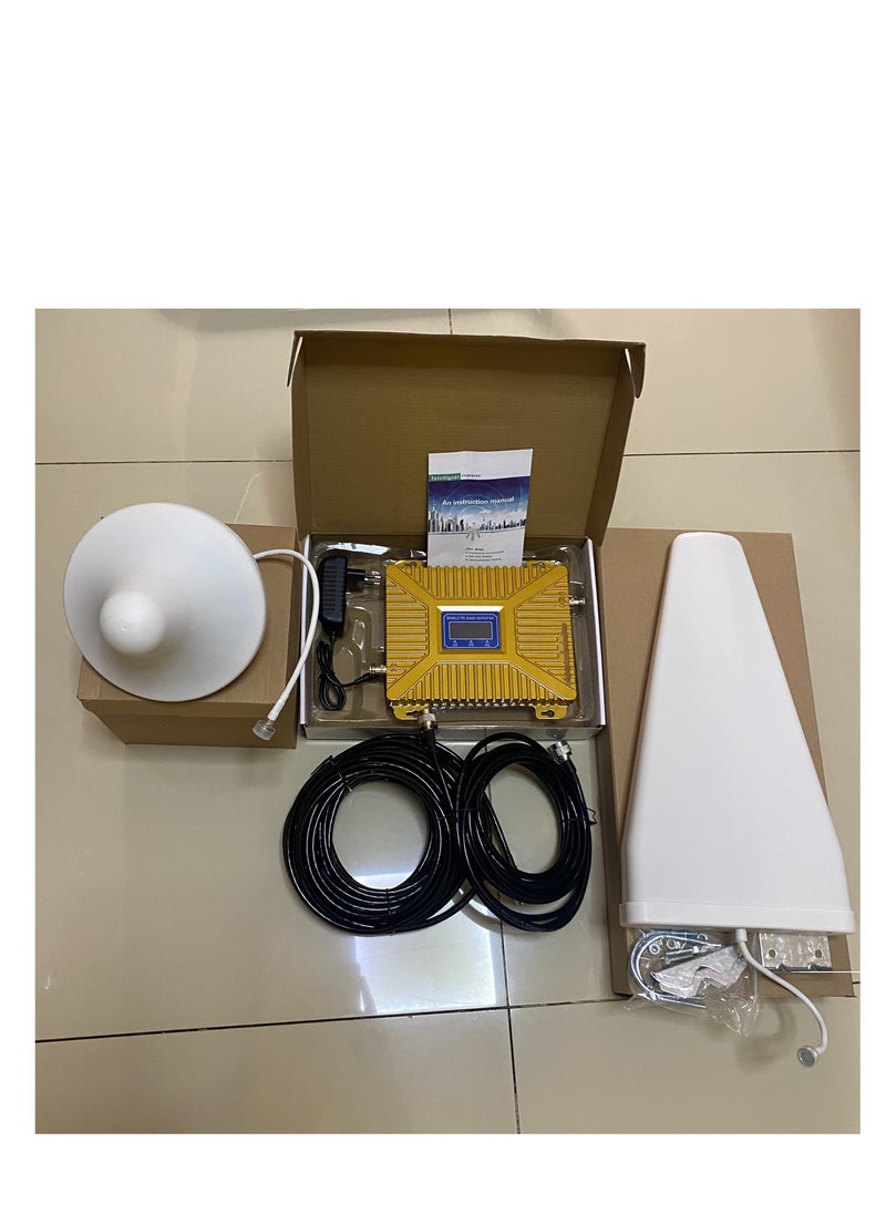 "Home & Office Network Booster Gold – 12dBi 4G LTE Antenna Outdoor 698-2700MHz , Reliable Signal for 2G/3G/4G" With 2CABLE 15MT And 5MT, cover up to 500-2000 square meters, More Powerful, More Signal.  - Image 1