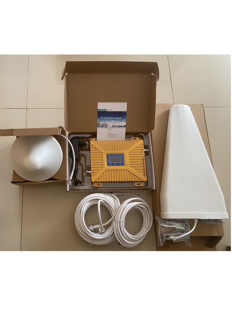 ماركة غير محددة "مقوى شبكة المنزل والمكتب ذهبي  - إشارة موثوقة ل 2G / 3G / 4G" مع هوائي 2CABLE 15MT و 5MT 18dBi 4G LTE في الهواء الطلق 698-2700 ميجا هرتز ، يغطي ما يصل إلى 500-2000 متر مربع.  - Image 1