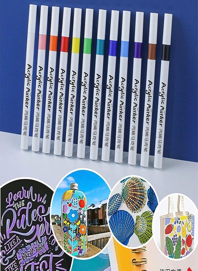 Corslet 24 Pcs Colorful Marker Pen Permanent Quick Drying Wipable Markers Pens for Plastic Glass Stone & Wood Acrylic Markers Acrylic Paint Markers Acrylic Paint Pens Sketch Pen - Image 5