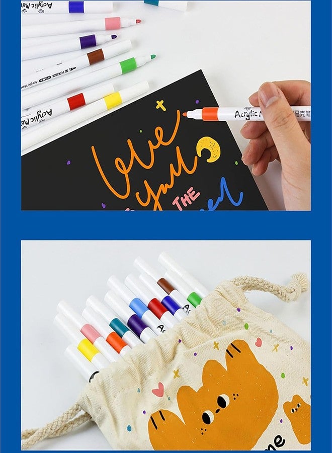 Corslet 24 Pcs Colorful Marker Pen Permanent Quick Drying Wipable Markers Pens for Plastic Glass Stone & Wood Acrylic Markers Acrylic Paint Markers Acrylic Paint Pens Sketch Pen - Image 3