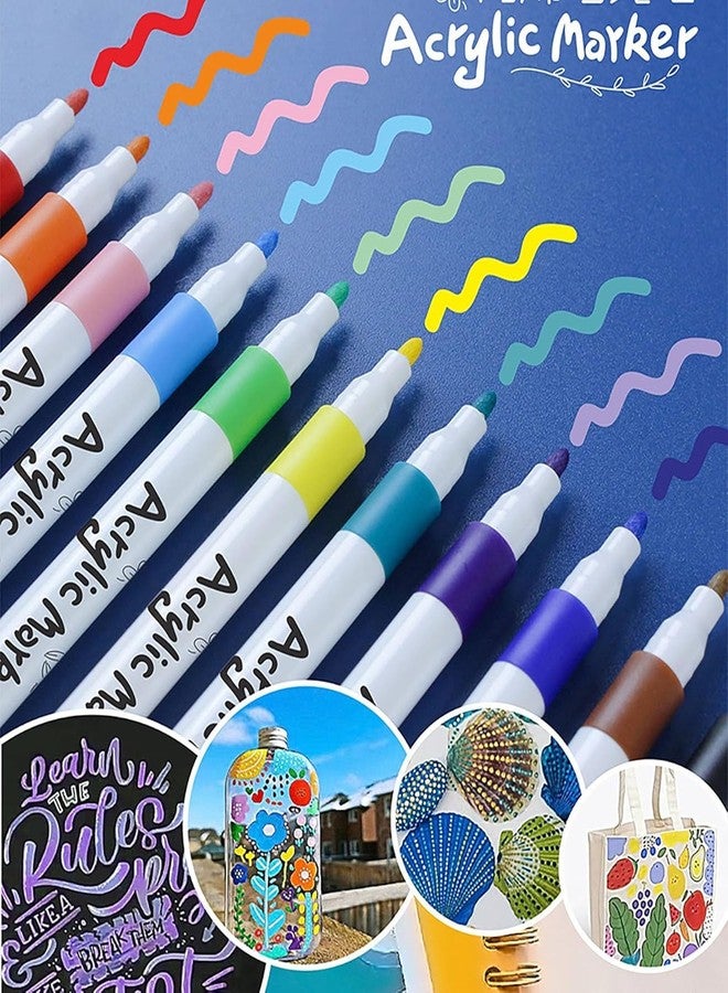 Corslet 24 Pcs Colorful Marker Pen Permanent Quick Drying Wipable Markers Pens for Plastic Glass Stone & Wood Acrylic Markers Acrylic Paint Markers Acrylic Paint Pens Sketch Pen - Image 4