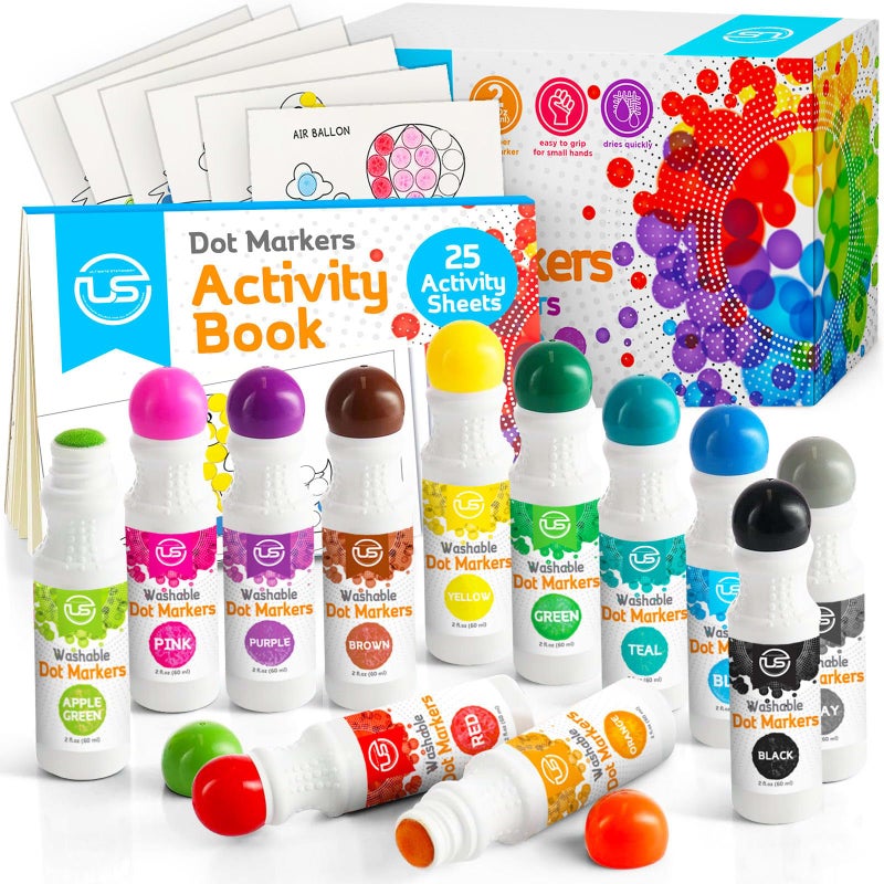 Ultimate Stationery Dot Markers for Toddlers Activities and Kids 12 Colors Washable Bingo Daubers Easter Basket Stuffers Dot Art Toddler Art and Crafts Bingo Markers and Includes a Free Dotting Markers Activity Book - Image 2
