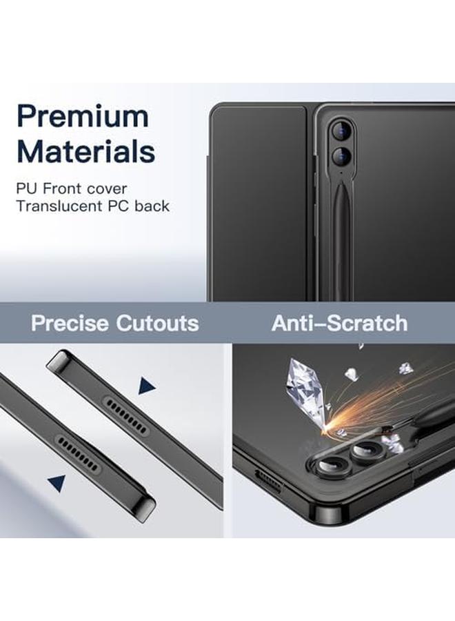 Jetech Case For Samsung Galaxy Tab S9 Fe Plus S9 Fe Plus 12.4 Inch Slim Translucent Back Tri Fold Stand Protective Tablet Cover Support S Pen Charging Auto Wake Sleep Black - Image 3