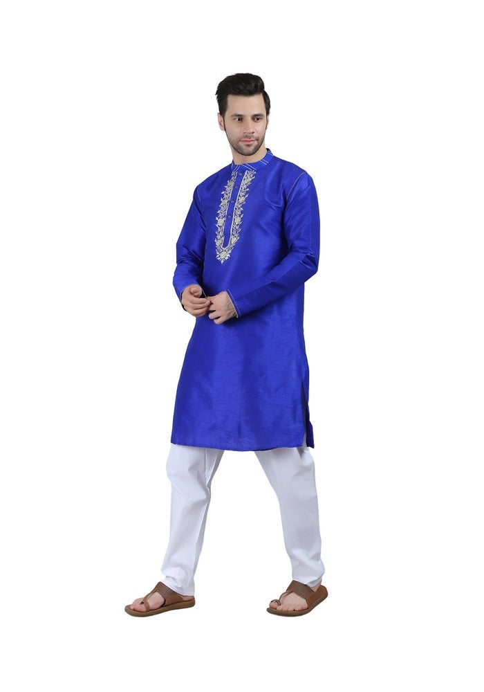 ARCHATTIRE Men’s Royal Blue Long Kurta for Men - Image 2
