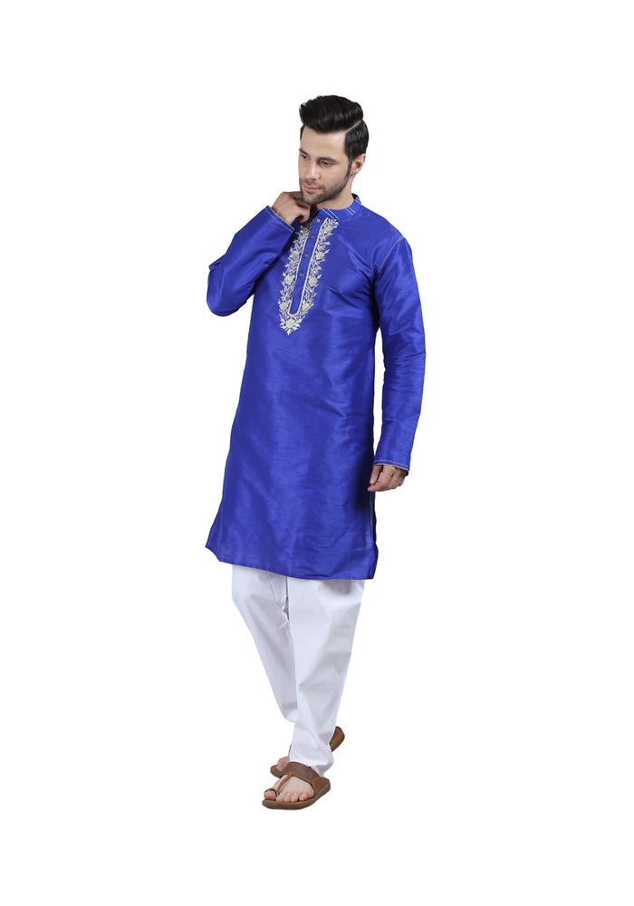 ARCHATTIRE Men’s Royal Blue Long Kurta for Men - Image 4