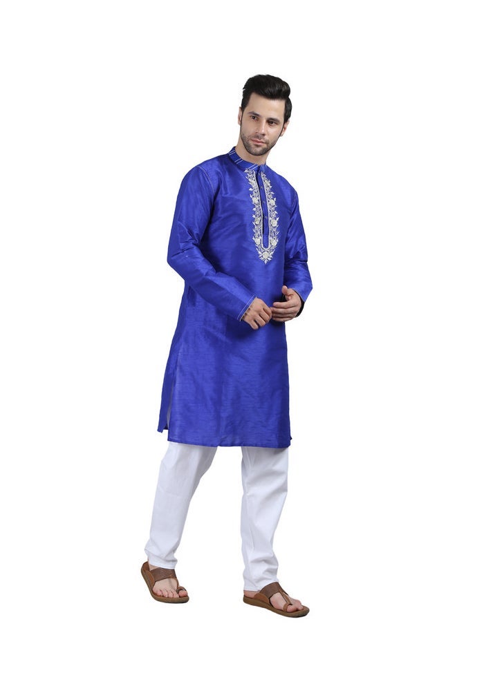 ARCHATTIRE Men’s Royal Blue Long Kurta for Men - Image 5