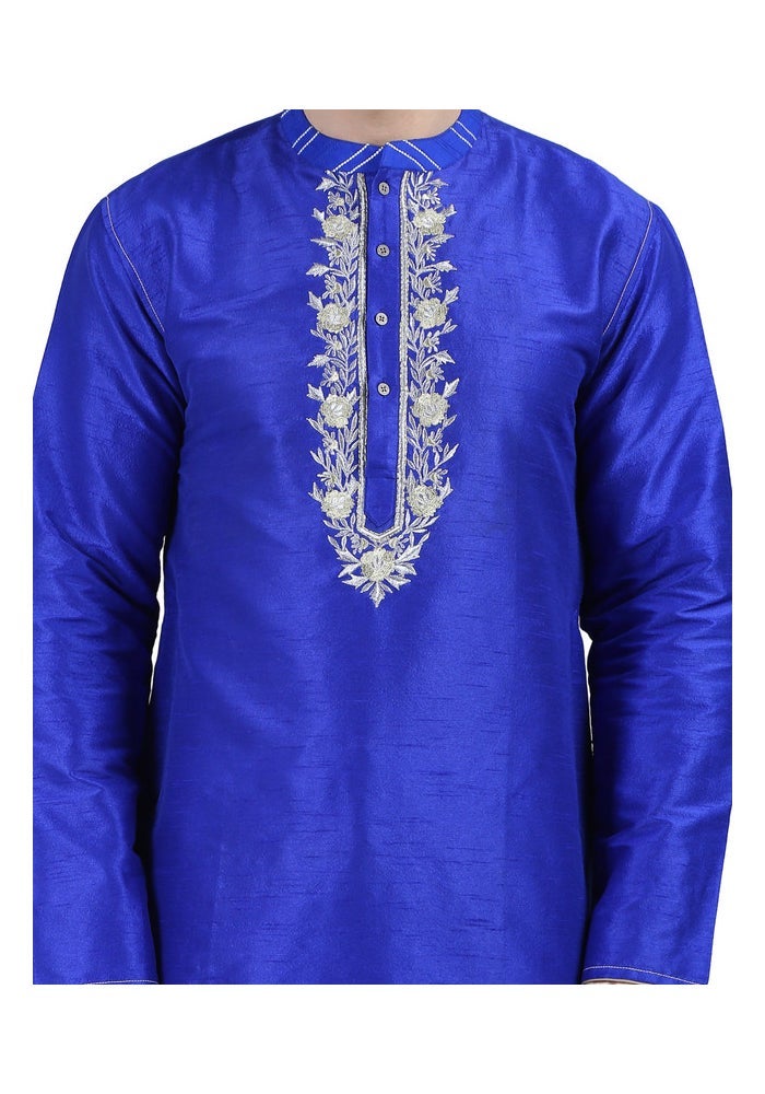 ARCHATTIRE Men’s Royal Blue Long Kurta for Men - Image 3