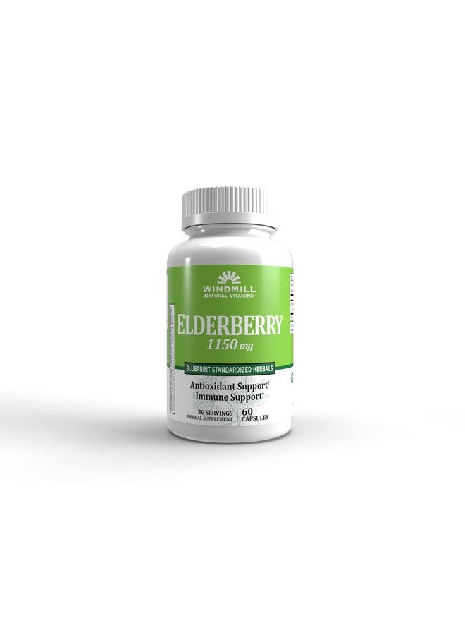 Windmill Natural Vitamins Elderberry Capsules, Supports Immune System, Potent Antioxidants, 1,150 mg of Elderberry, 60 Capsules, 30 Servings - Image 1