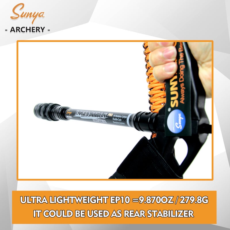 SUNYA Archery Stabilizer for Compound Bow, Carbon Fiber Body Flexible Core with Damping System and Weights, Expedition Pro Series,Fit Bow Wrist Sling (Black Carbon, 10") - Image 5