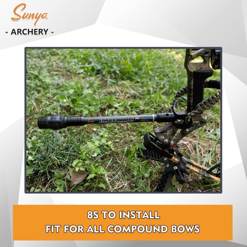 SUNYA Archery Stabilizer for Compound Bow, Carbon Fiber Body Flexible Core with Damping System and Weights, Expedition Pro Series,Fit Bow Wrist Sling (Black Carbon, 10") - Image 3