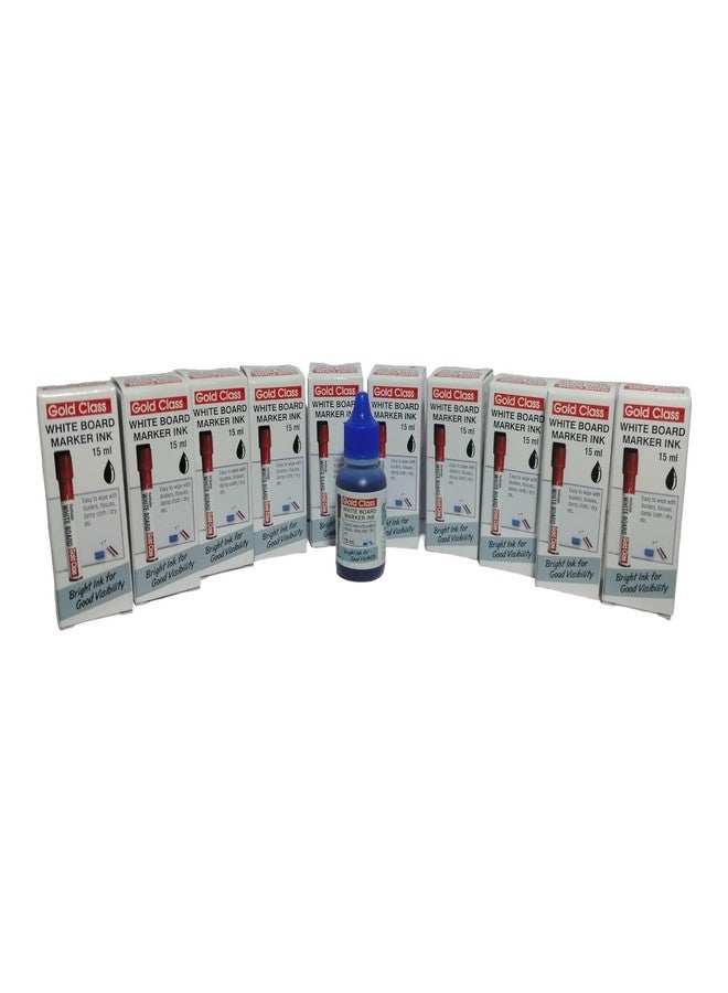 Gold Class Whiteboard Marker Ink 15ml - Blue (Pack of 10) | Refillable Ink for Whiteboards | Whiteboard Ink Bottle for Office, School, and Home - Image 1
