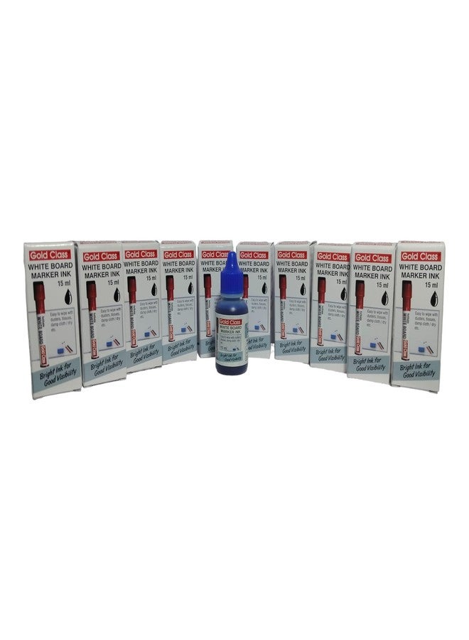 Gold Class Whiteboard Marker Ink 15ml - Blue (Pack of 10) | Refillable Ink for Whiteboards | Whiteboard Ink Bottle for Office, School, and Home - Image 2