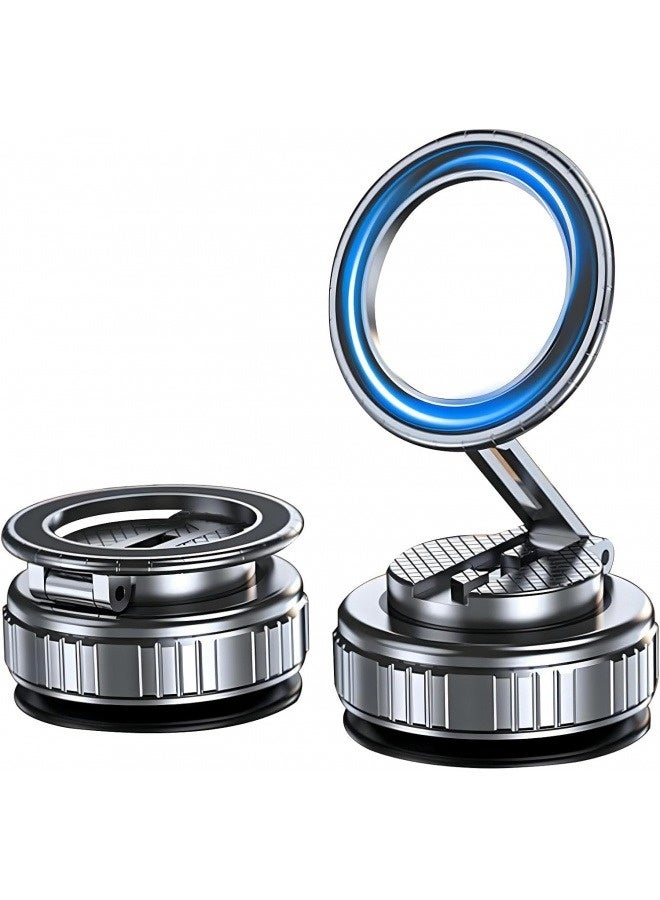 Magnetic Vacuum Car Phone Holder with Ultra Strong Stickiness [2025 Upgrade], 360° Rotatable for Dashboard/Windshield, Compatible with iPhone 16/15/14 Pro Max & Samsung Galaxy S24/S23/S22 Ultra, Strong Suction Phone Holder Car Accessories for All Car (Silver) - Image 1