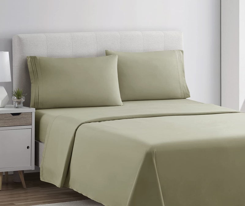 Clara Clark Bed Sheets, Premier 1800 Series 4 Piece Bed Sheet Set, Deep Pocket, Wrinkle, Fade, Stain Resistant, Luxury Soft Bedding Sheets & Pillowcases, Twin, Sage Green - Image 2