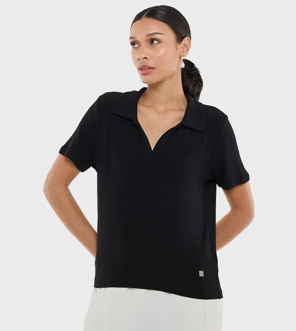 بي سي بي جي BCBG Basic Polo Without Button With Metal Tab