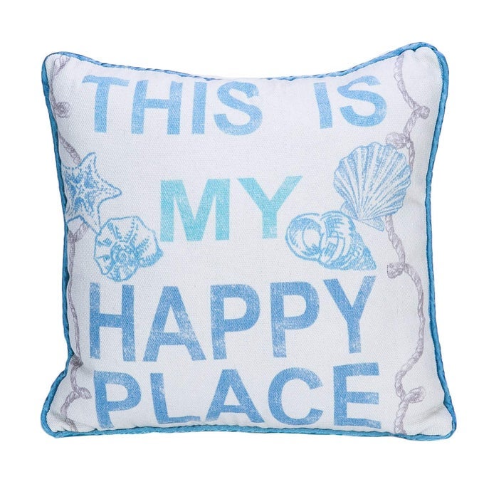 HAPPY PLACE PILLOW BLUE