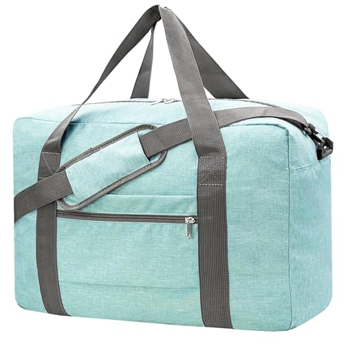 Beurlike For Spirit Airlines Personal Item Bag 18x14x8 Foldable Carry on Bags for Airplanes Travel Duffel Bags for Women and MenSnow MintGreen With Shoulder Strap - Image 1