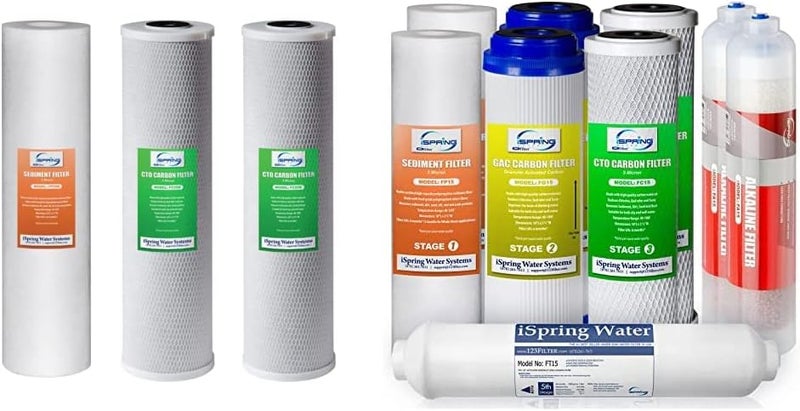 iSpring iSpring F3WGB32B 45 x 20 3Stage Whole House Water Filter Replacement Pack Set White  F9K 1Year Reverse Osmosis Water Filter Replacement Cartridge Pack Set White  - Image 1