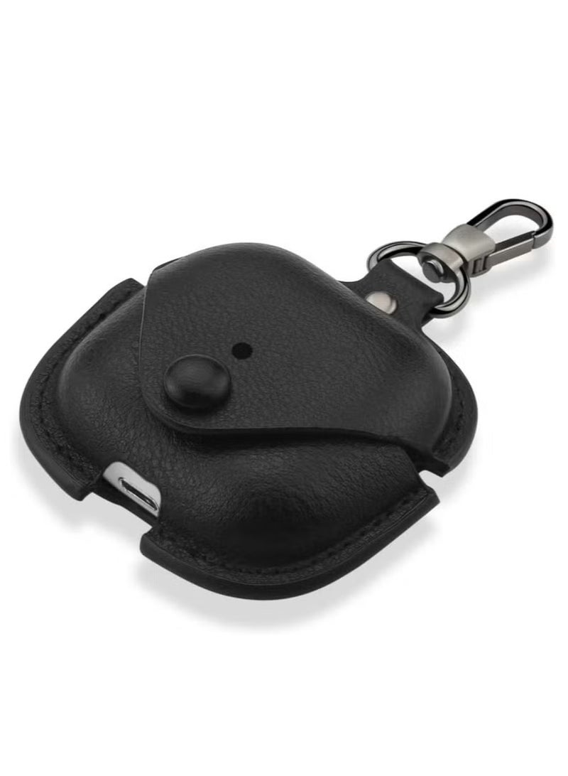 AirPods 3rd Generation Case (2021), Leather Protective Case Skin Cover with Keychain and Lock for Apple Airpods 3 Case Women Men (Black) - Image 2