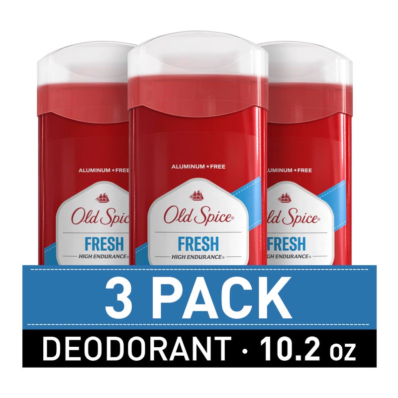 Old Spice Aluminum Free Deodorant For Men, High Endurance, 24/7 Sweat Defense & Odor Protection, 24/7 Freshness & Lasting Scent, Fresh Scent, 3.4 oz (Pack of 3) - Image 1
