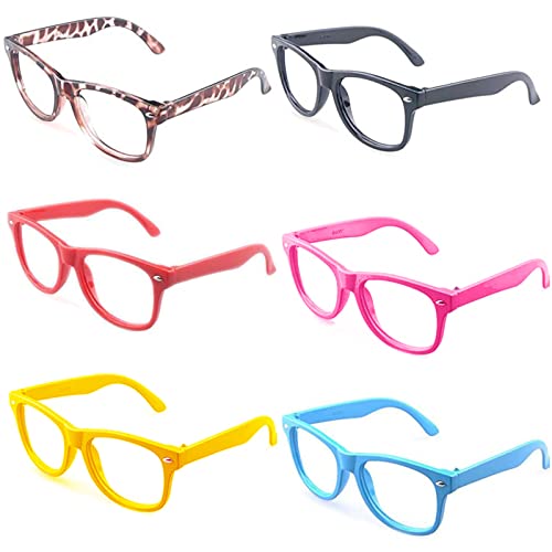 Kaptin 6 Pack Retro Children Stylish Cute Glasses Frame Without Lenses, Childrens Fake Eye Glasses (Style A, 6 Pack) - Image 1