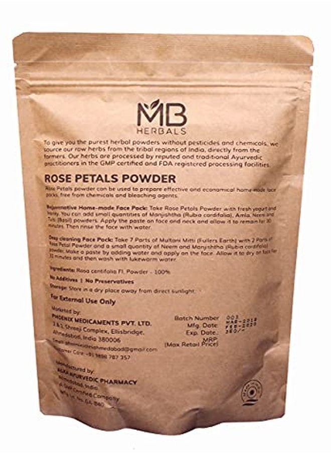 MB herbals - Rose Petals Powder 227G | Half Pound | 8 Oz | Rosa Centifolia | Kashmir Origin | For Natural Face Packs & Facial Mask Formulations | 100% Pure | Chemical-Free | Preservative-Free - Image 1