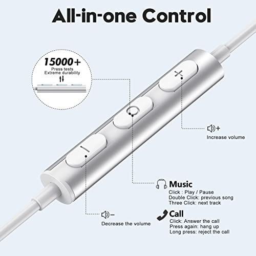 BENEWY USB C Headphones for Samsung Galaxy S26 S25 S24 S23 S22 S21 S20 A56 A17 A16 Wired USB C Earbuds with Mic Volume Control Earphones USB Type C Headphones for iPhone 17 16 15 Pro Max Plus iPad 10 Pixel - Image 4