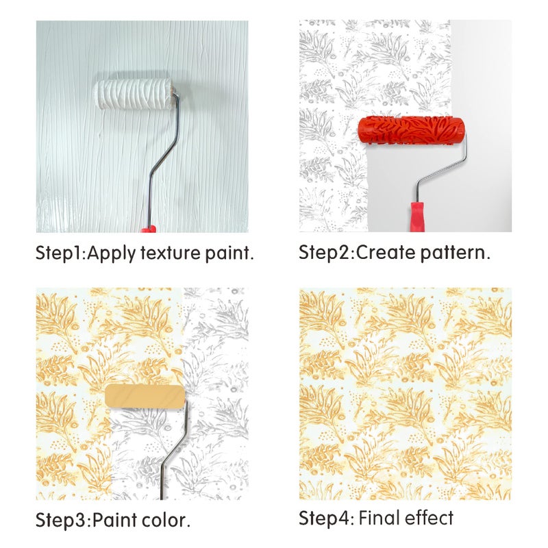 Nichiyo 7'' Texture Roller DIY Decorative Art Pattern Paint Roller Rubber Roller for Walls, Furnitures and Floors Decoration(EG075T) - Image 5