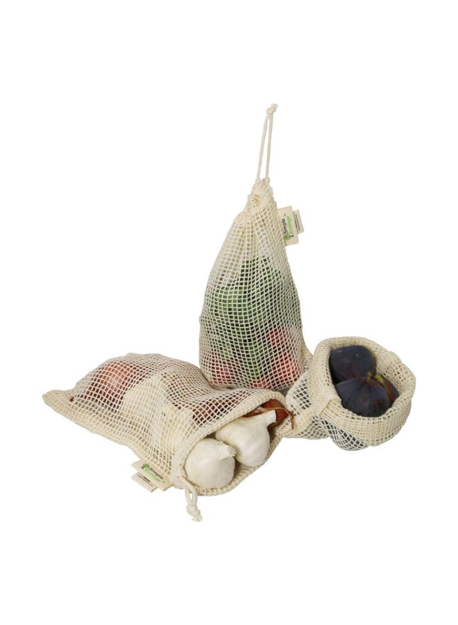 كور كيتشن AC33084 كور كيتشن مجموعة من 3 أكياس من القطن القابلة لإعادة الاستخدام والمدمجة لحمل المنتجات، بأحجام صغيرة ومتوسطة وكبيرة - Image 1