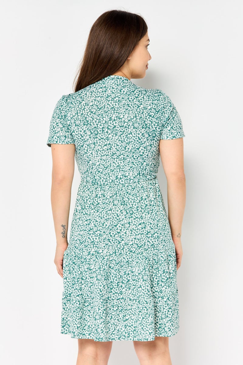 trendyol Women Floral Pattern Mini Dress, Multicolor - Image 2