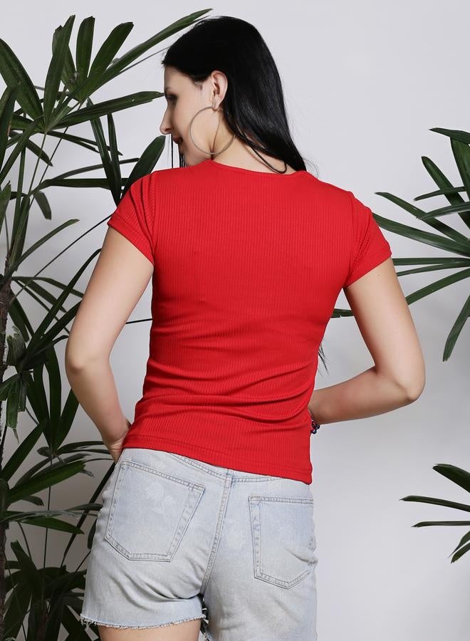 سيرا توب سيري ريب بياقة مربعة بقصة ضيقة - Image 3