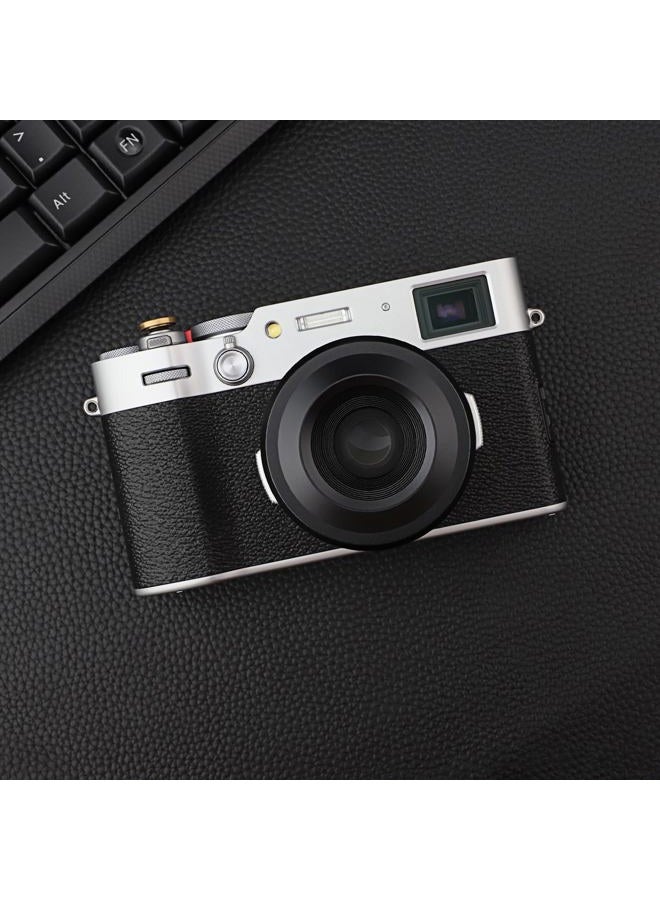 Haoge LH-X51B 2in1 All Metal Ultra-Thin Lens Hood with Adapter Ring Set for Fujifilm X100VI FinePix X100V Camera Accessories Black - Image 2