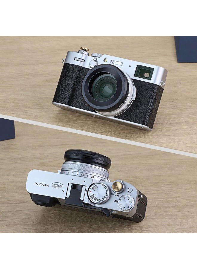 Haoge LH-X51B 2in1 All Metal Ultra-Thin Lens Hood with Adapter Ring Set for Fujifilm X100VI FinePix X100V Camera Accessories Black - Image 3