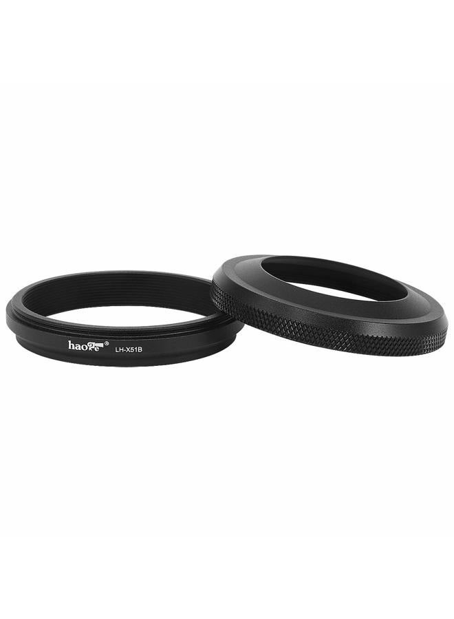 Haoge LH-X51B 2in1 All Metal Ultra-Thin Lens Hood with Adapter Ring Set for Fujifilm X100VI FinePix X100V Camera Accessories Black - Image 1