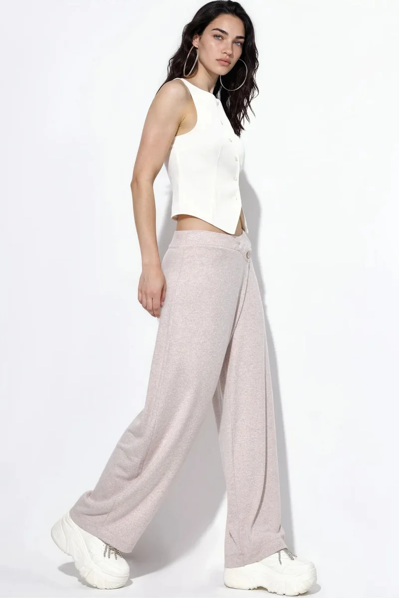 BUSEM High-Waist Wide-Leg Crepe Trousers