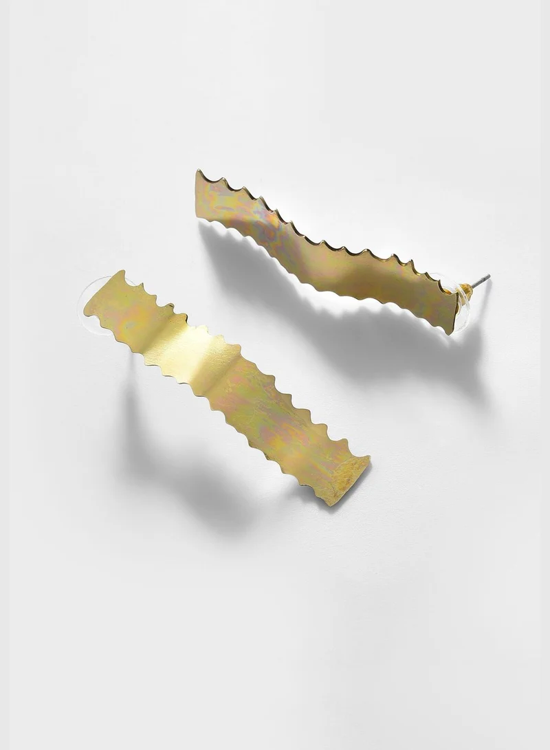 SOHI Gold Plated Designer Geometric Studs