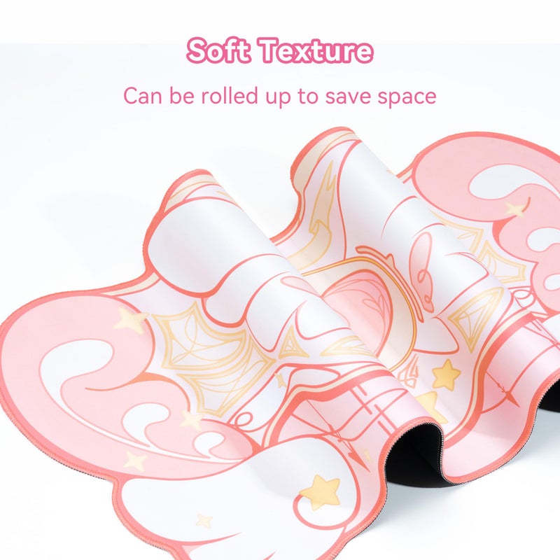 GeekShare Large Gaming Mouse Pad Kawaii Pink Non-Slip Rubber Back Mouse Pad Big Waterproof Desk Mat for Keyboard and Mouse Perfect for Gaming,or Home Office Work - Star Wingsï¼ˆSuper Dense Clothï¼‰ - Image 4