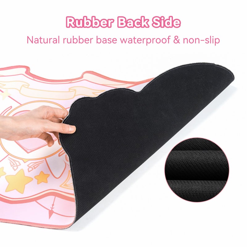 GeekShare Large Gaming Mouse Pad Kawaii Pink Non-Slip Rubber Back Mouse Pad Big Waterproof Desk Mat for Keyboard and Mouse Perfect for Gaming,or Home Office Work - Star Wingsï¼ˆSuper Dense Clothï¼‰ - Image 3