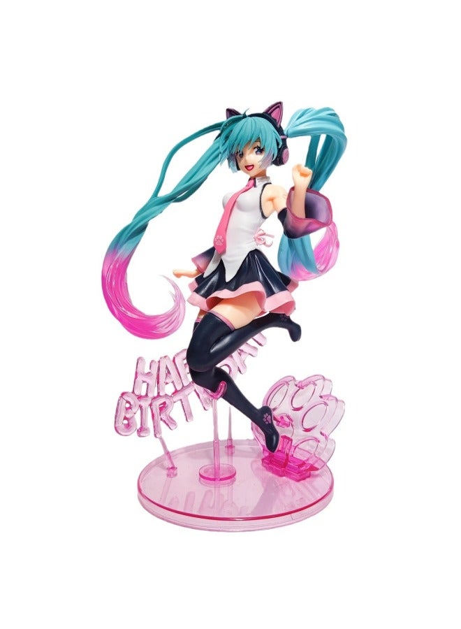 Animation Miku VOCALOID First Sound Happy Birthday Beautiful Girl Model Boxed Hand Ornaments-color:birthday Party Hatsune