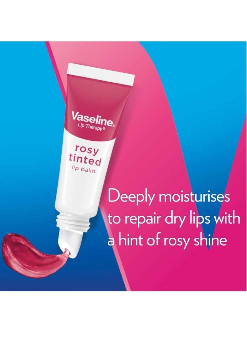 فازلين ليب ثيرابي روزي ملون بلسم الشفاه للشفاه الجافة مع روزي شاين 10 جرام وردي - Image 2