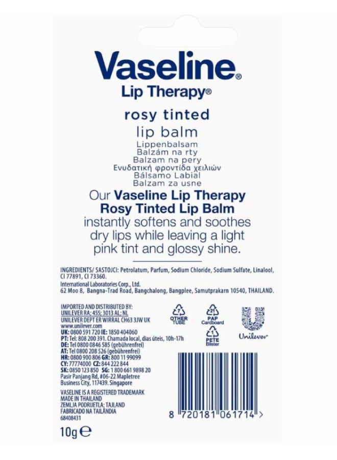 فازلين ليب ثيرابي روزي ملون بلسم الشفاه للشفاه الجافة مع روزي شاين 10 جرام وردي - Image 3
