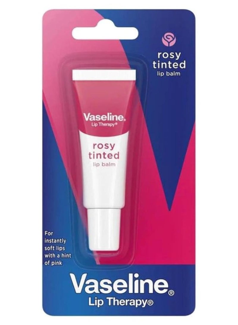 فازلين ليب ثيرابي روزي ملون بلسم الشفاه للشفاه الجافة مع روزي شاين 10 جرام وردي - Image 1
