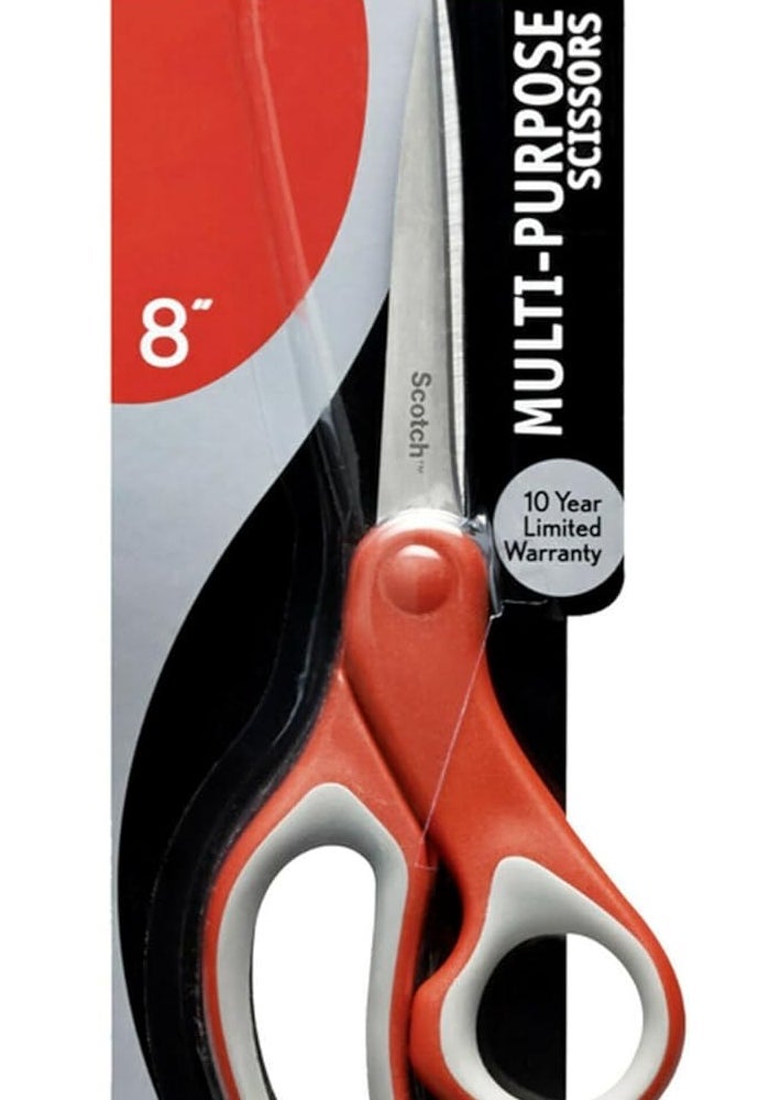 Scotch 8-Inch Multipurpose Scissors with Stainless Steel Blades and Ergonomic Grip - Image 1