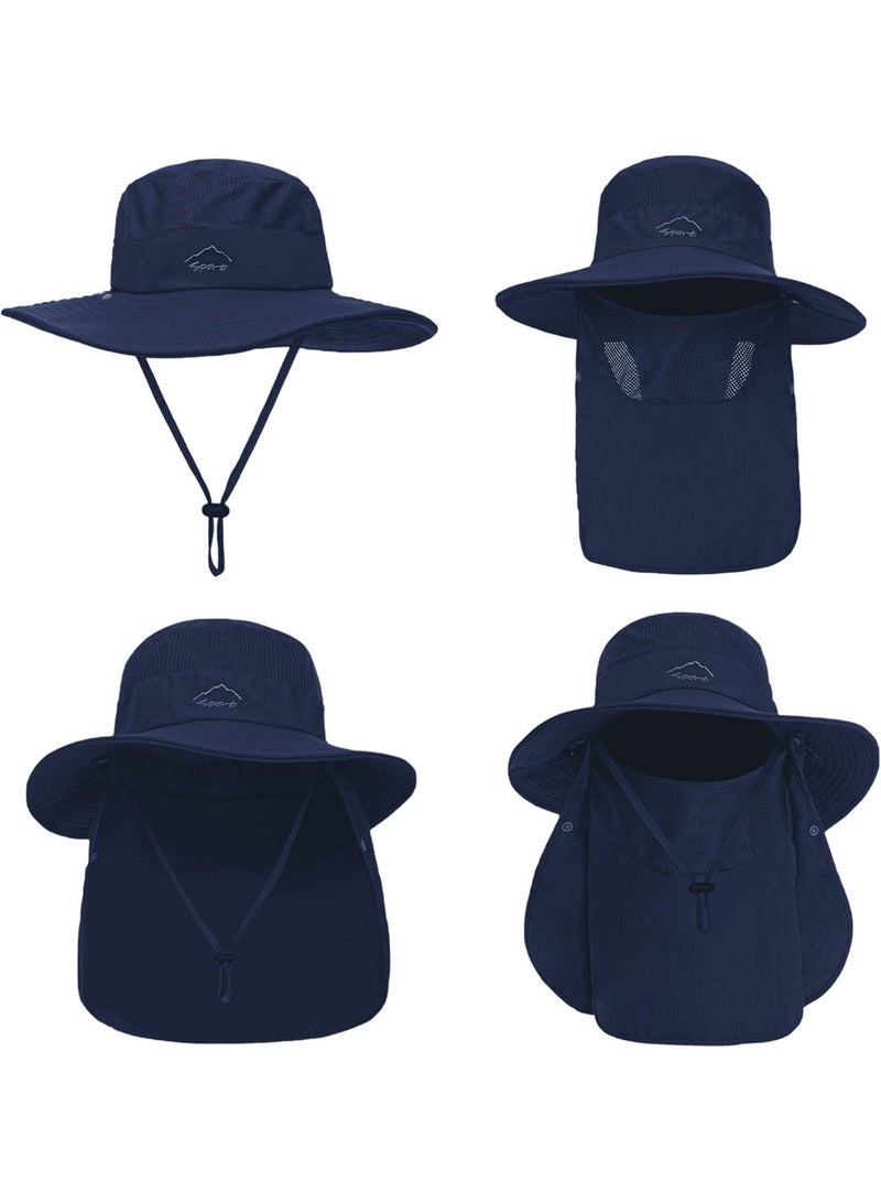 Moonmen Sun Hat for Men & Women, Fishing Hat Outdoor UV Sun Protection UPF 50+ Breathable Wide Brim Hat with Face Cover & Neck Flap - Image 4