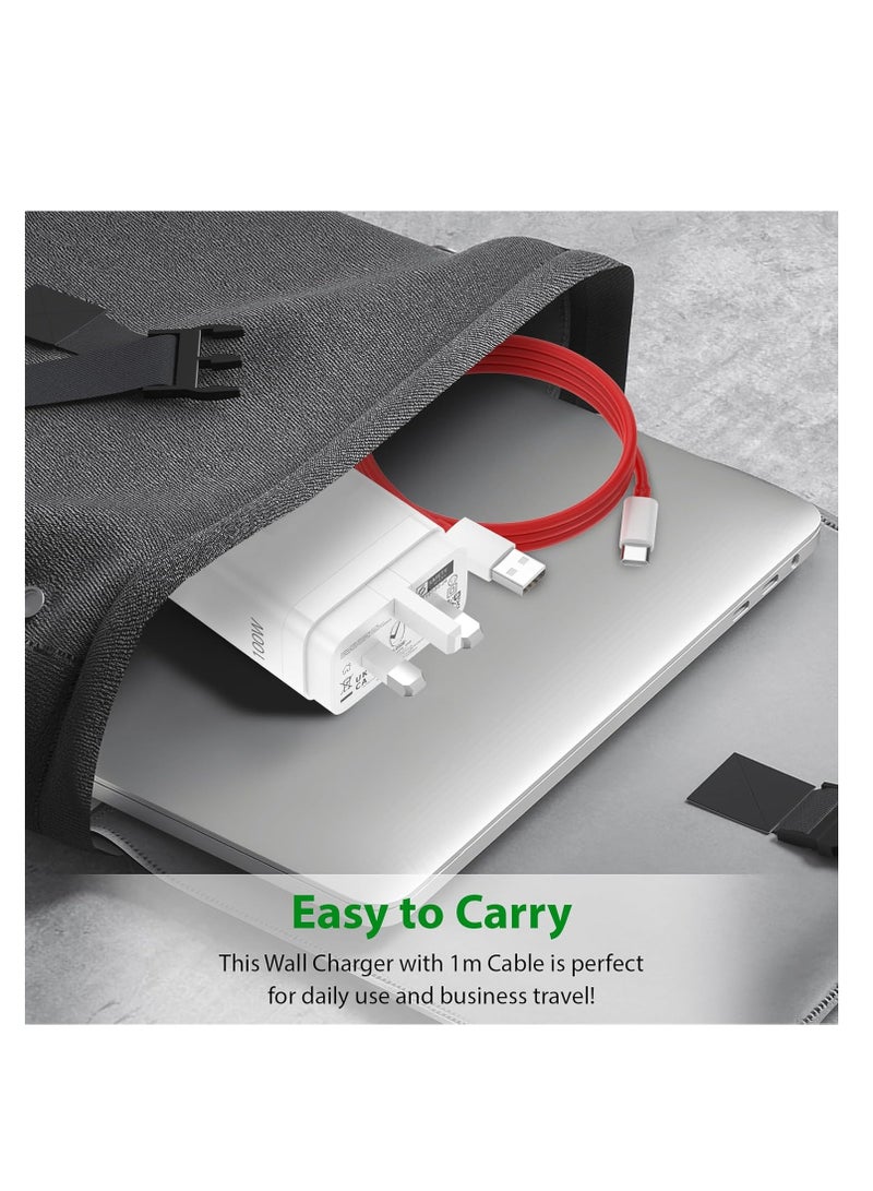 100W Warp Dash Fast Charger USB Power Adapter Plug with 6A/1M SUPERVOOC Cable, USB C Lead for OnePlus 13/12/11/11R//10/10 Pro/9/9 Pro/Nord CE 3/Nord 2/N10/ 8 Pro/87 Pro/7T/ 7/ 6T/6 5/5T ,Also Compat - Image 4