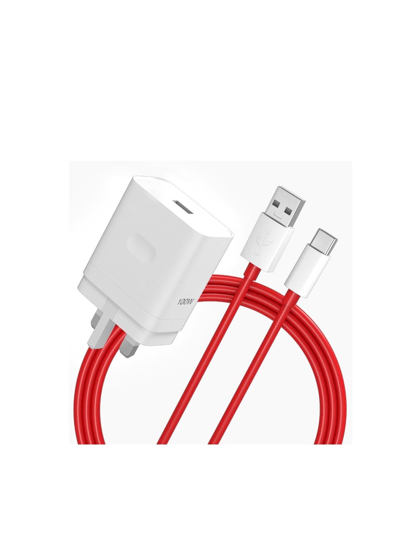 100W Warp Dash Fast Charger USB Power Adapter Plug with 6A/1M SUPERVOOC Cable, USB C Lead for OnePlus 13/12/11/11R//10/10 Pro/9/9 Pro/Nord CE 3/Nord 2/N10/ 8 Pro/87 Pro/7T/ 7/ 6T/6 5/5T ,Also Compat - Image 2