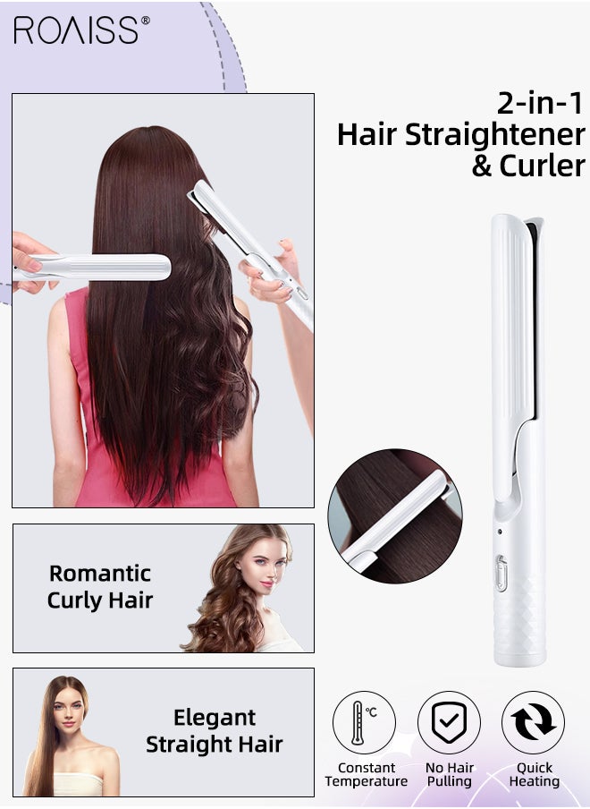 roaiss 2-in-1 Hair Straightener & Curler, 360°Rotating Wire, Constant Temperature and Anti-scalding Design, Fast Heating Ceramic Barrel Hair Curling Wand for Medium Long Hair  - Image 1
