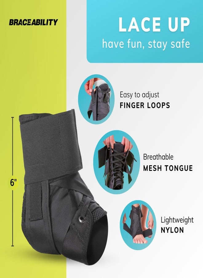 BraceAbility Lace Up Kids Ankle Brace - Pediatric Figure 8 Sprained Foot Support Wrap for Active Youth, Children in Sports, Basketball Protection, Gymnastics, Soccer, and Volleyball (XS) - Image 3
